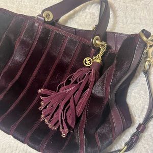 Michael kors Brooklyn appliqué plum tote crossbody leather calf hair